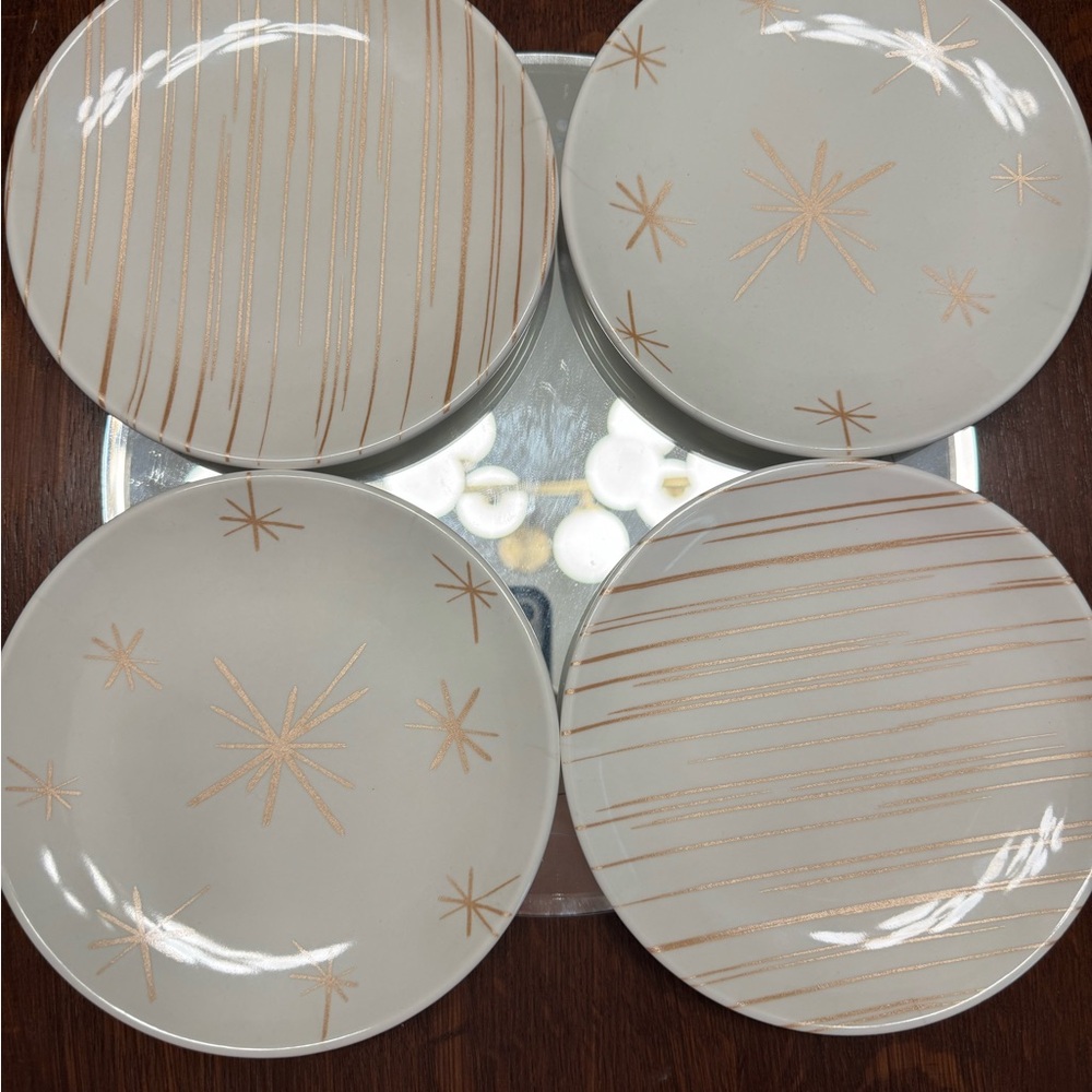 Melamine Starburst and Stripe Snack Plate Set